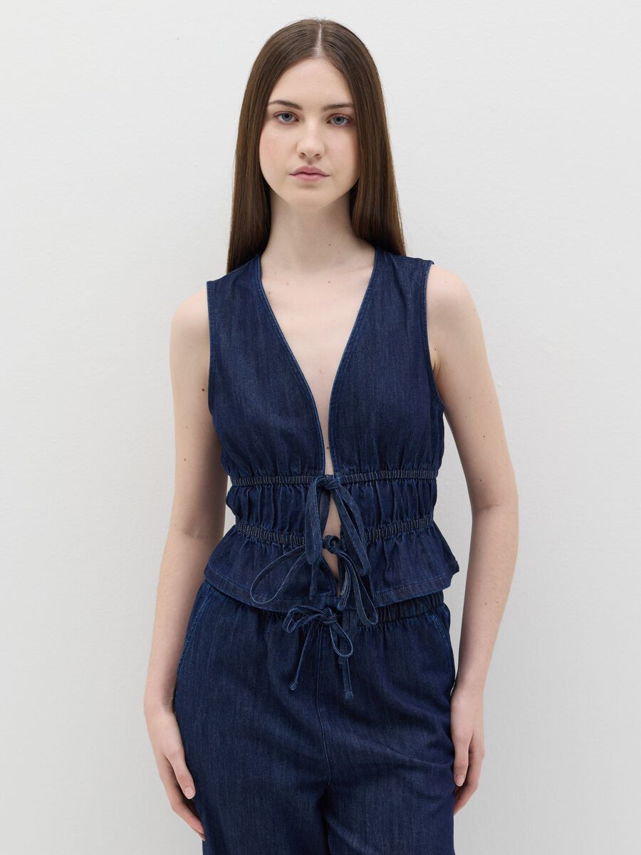 Denim top with laces_0