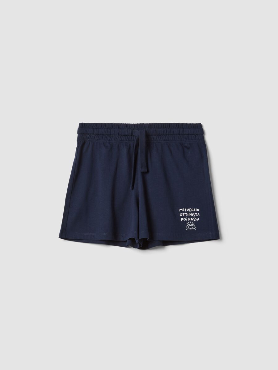 Girls&rsquo; blue pure cotton shorts with elasticated waistband_0