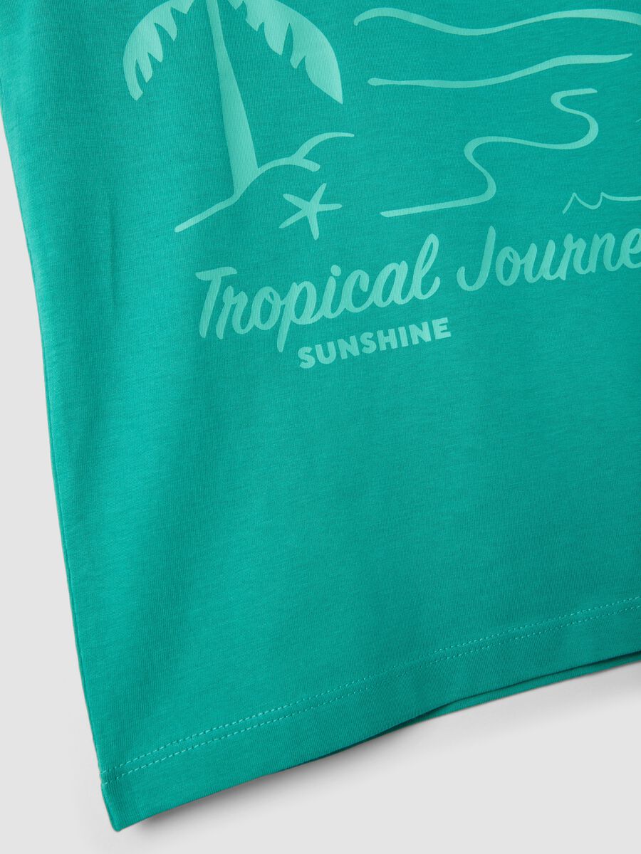 Green pure cotton set with top and shorts_2