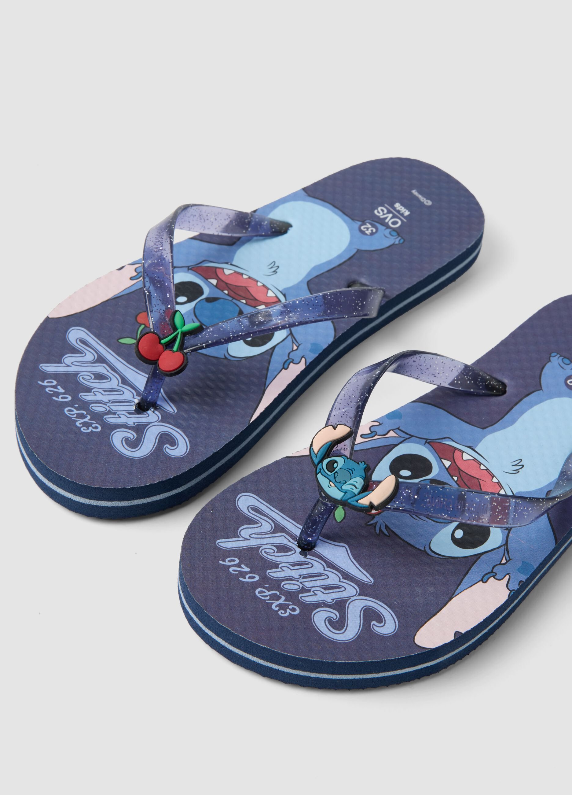 Blue Stitch print flip-flops