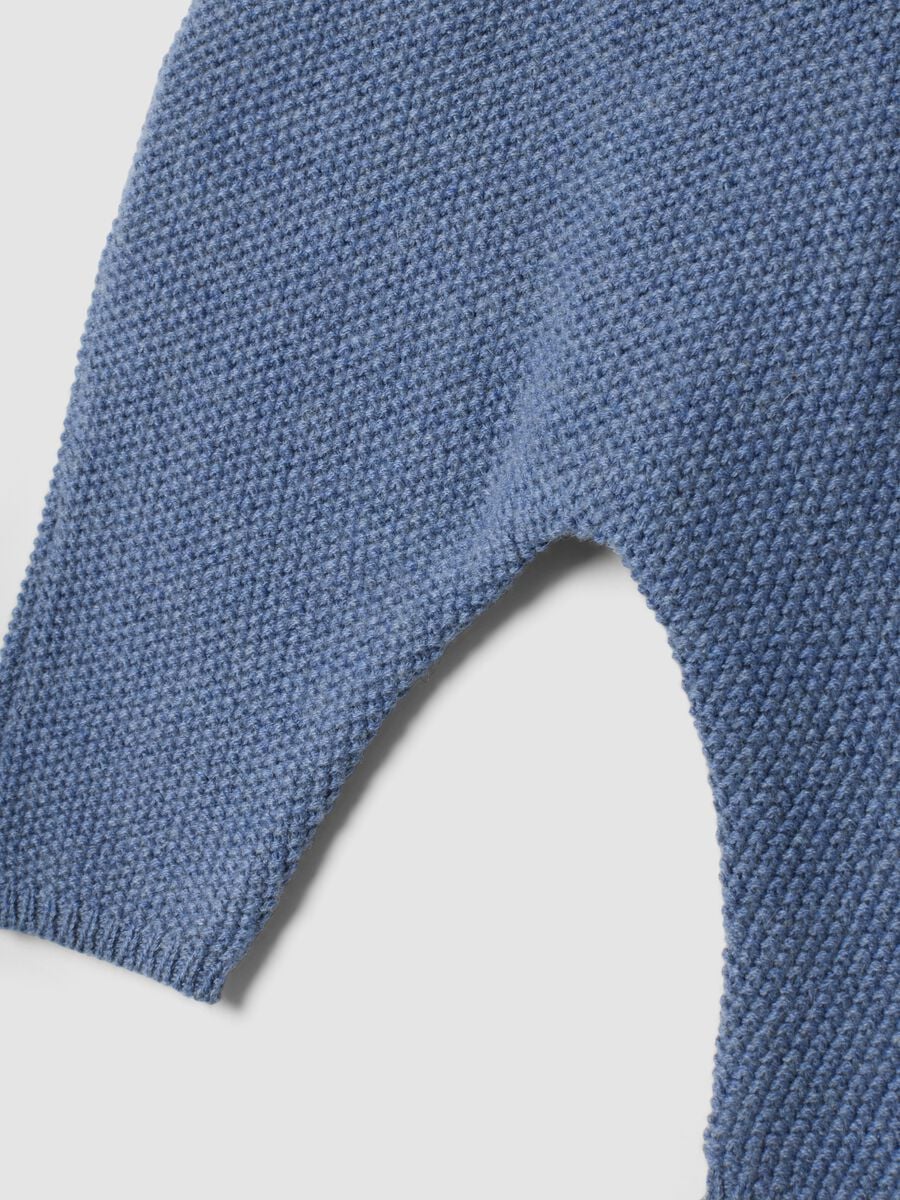 Salopette blu melange in misto cotone organico e lana_3
