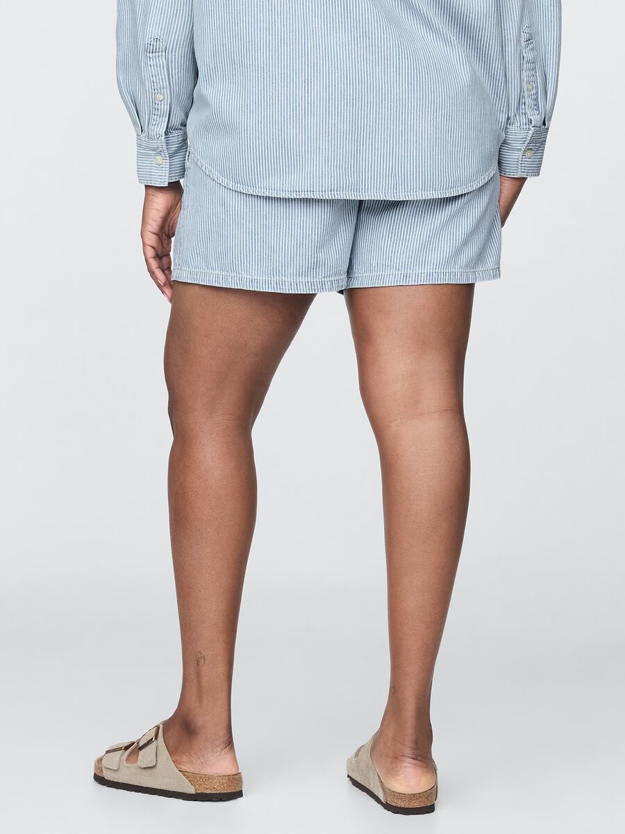 Shorts a righe in denim azzurro_5