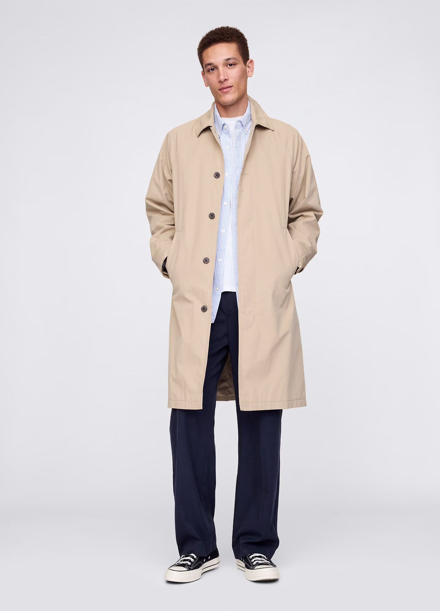 Blue wide-leg trousers in Lyocell and cotton