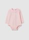 Newborn's pink pure cotton bodysuit with fancy collar_0