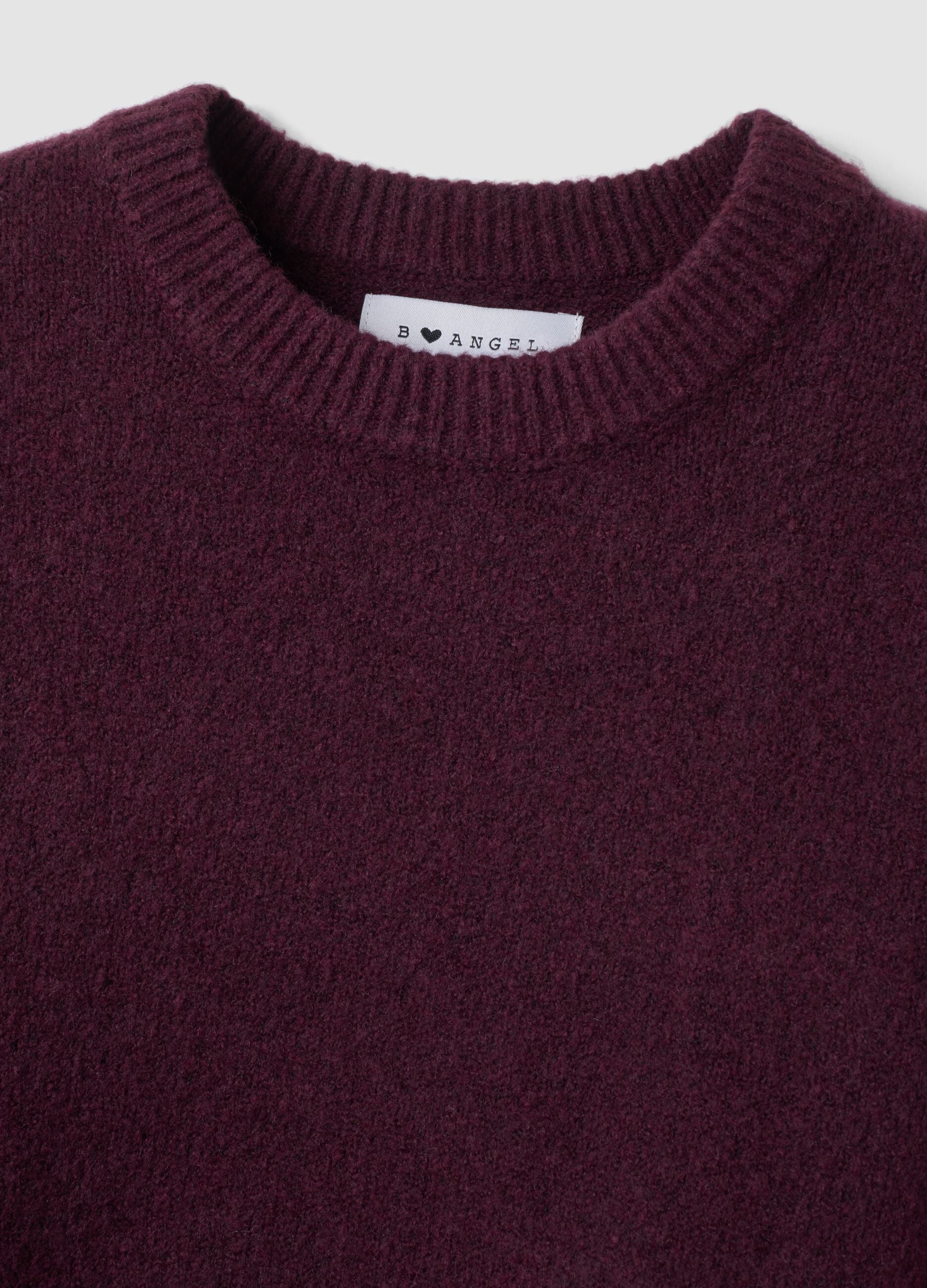 Purple stretch wool crew-neck jumper, oversized fit