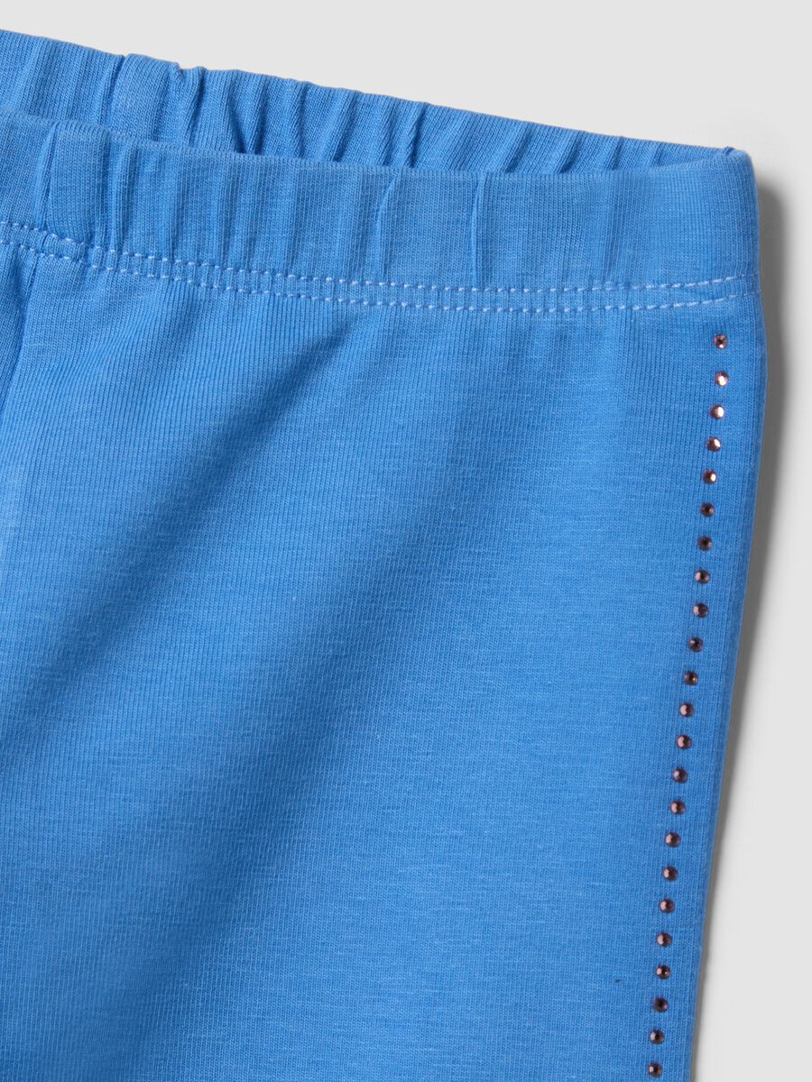 Girls&rsquo; slim-fit sky-blue organic stretch-cotton leggings_2