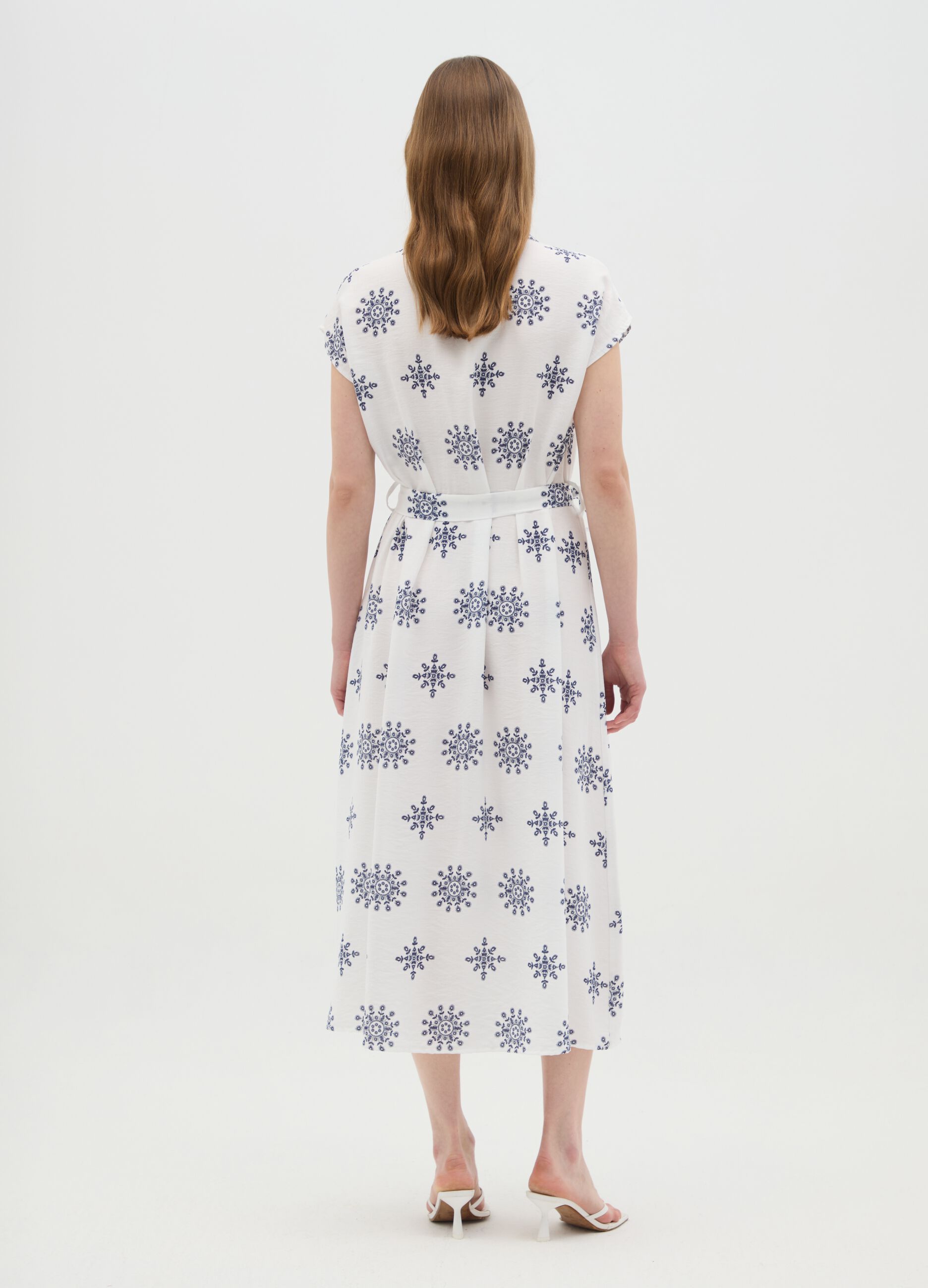 Women's long white dress in regular fit blend