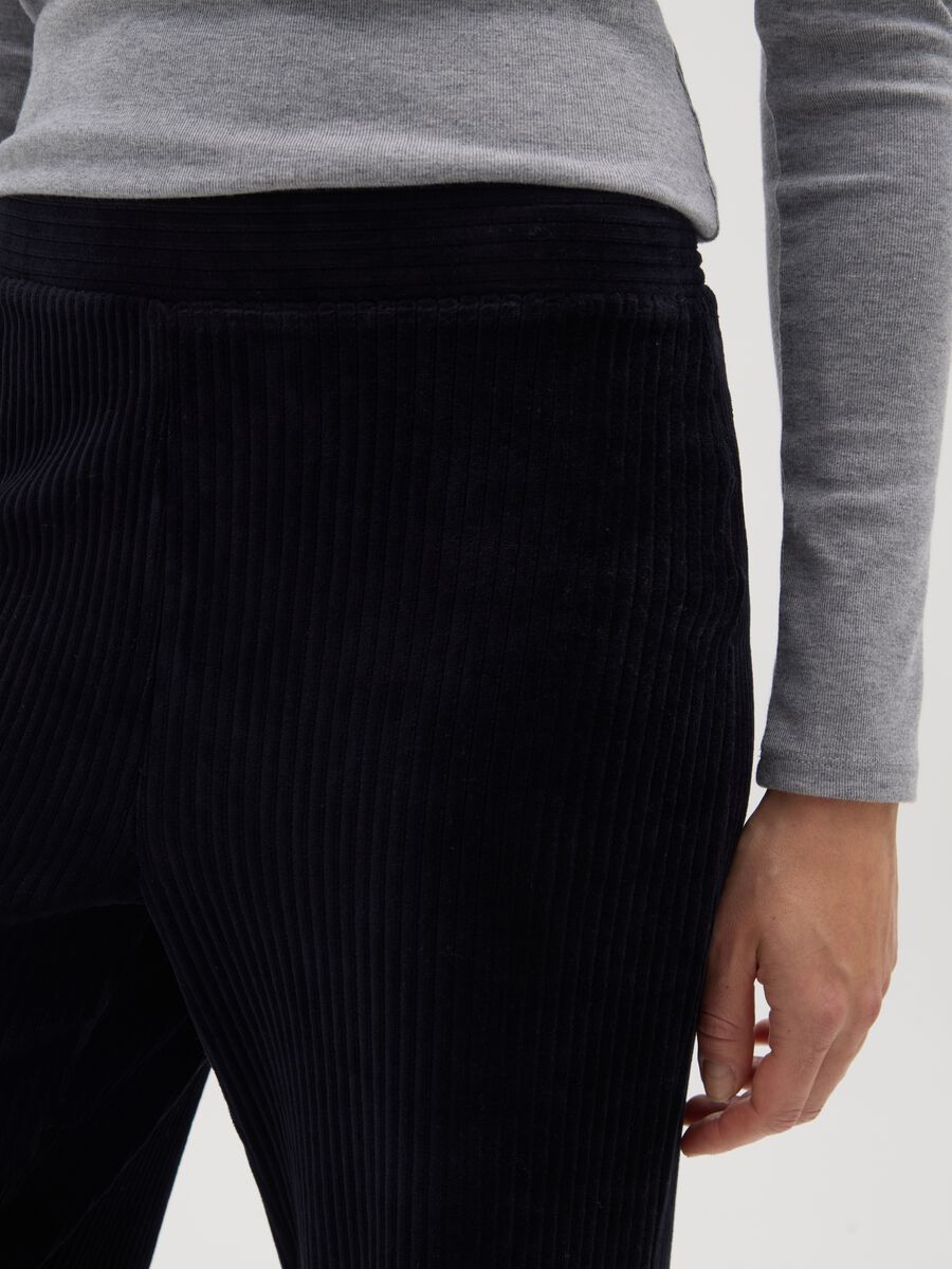 Pantaloni in cotone elasticizzato neri wide leg_3