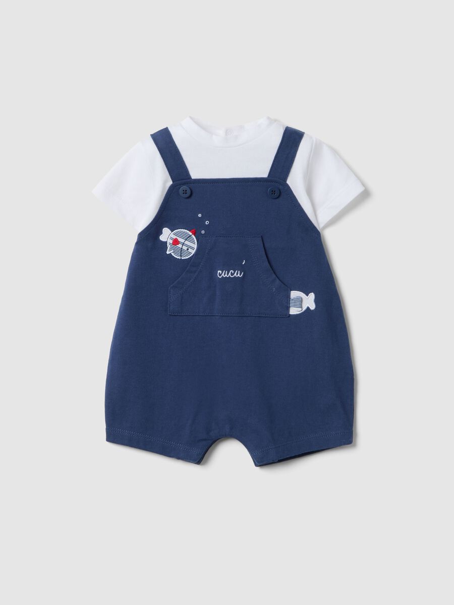 Tutina in puro cotone multicolor da neonato con chiusura a snap_0