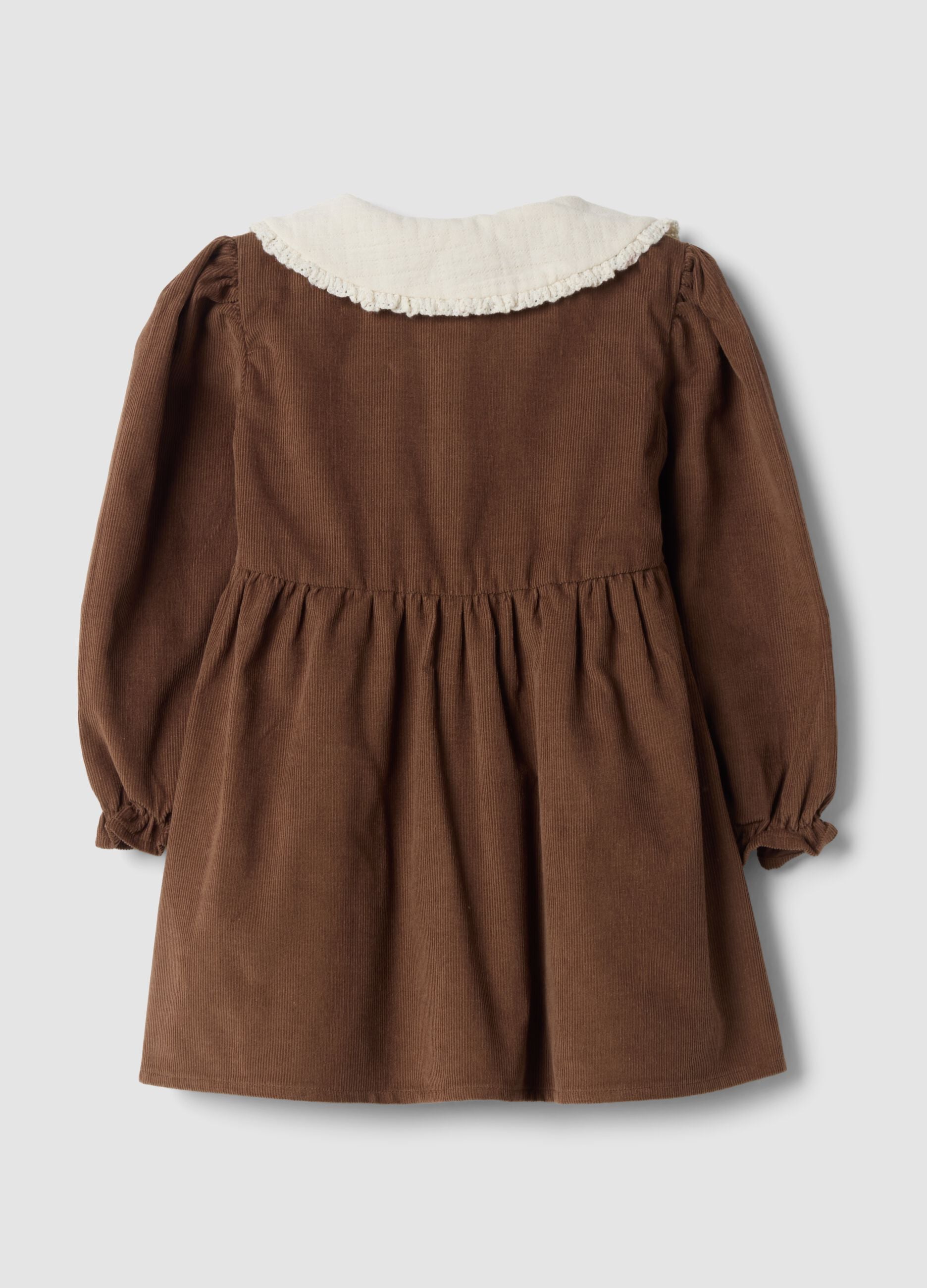 Light brown pure cotton dress with Winnie the Pooh print, wide fit