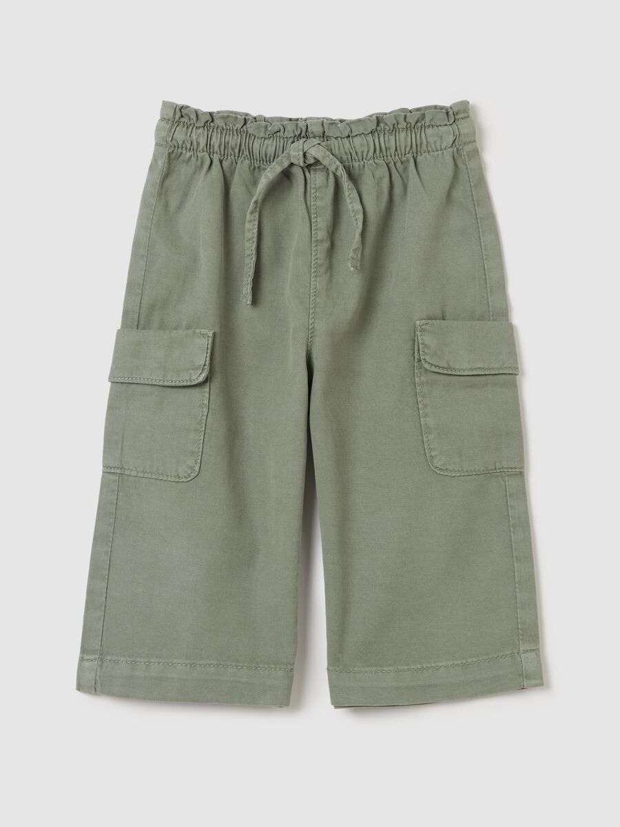 Cargo trousers in cotton and Lyocell with drawstring_0