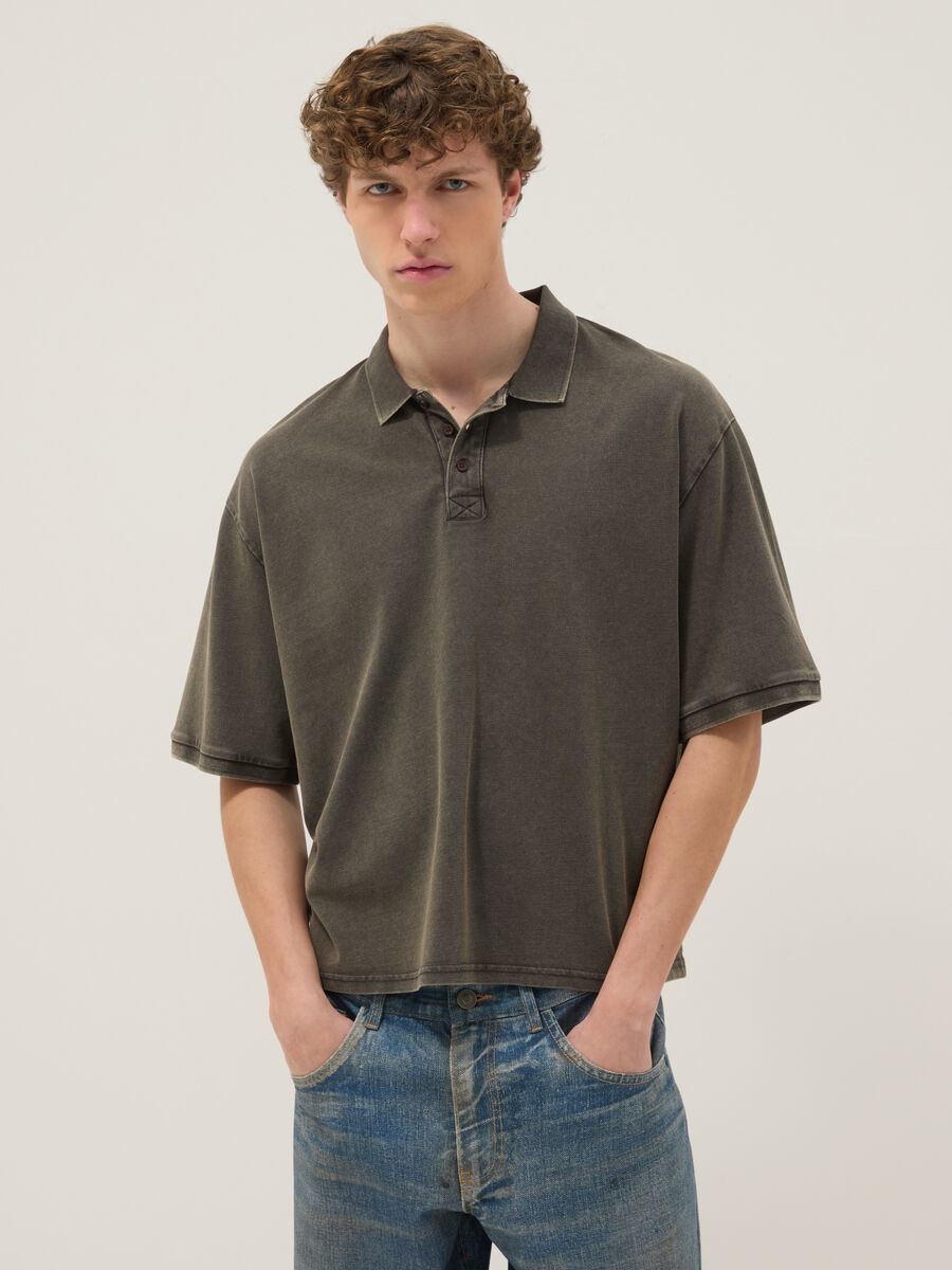 Men's Short Sleeve Green Polo Shirt Regular Fit in Pure Cotton_0