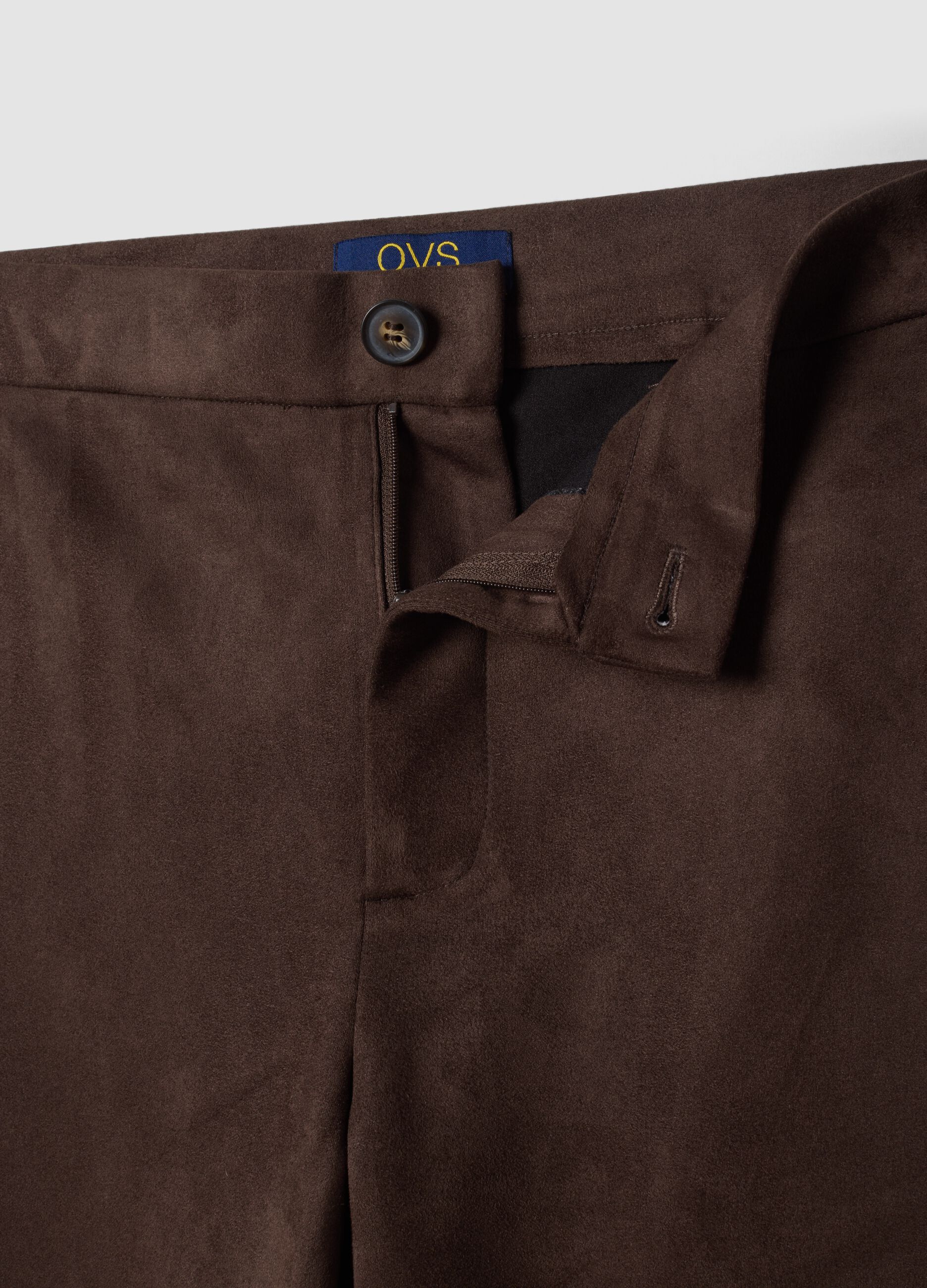 Pantaloni marroni flare in tessuto elasticizzato