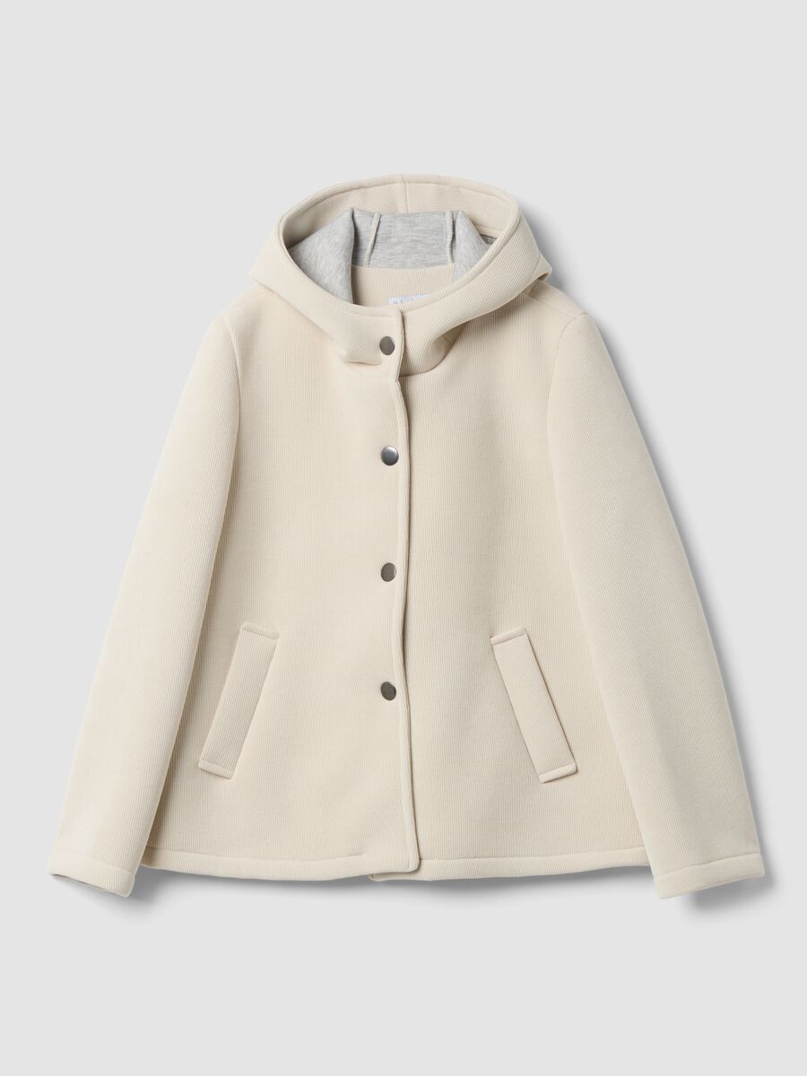 Beige regular-fit stretch viscose coat with hood_4