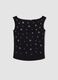 Black stretch cotton top with metal eyelets, regular fit_4
