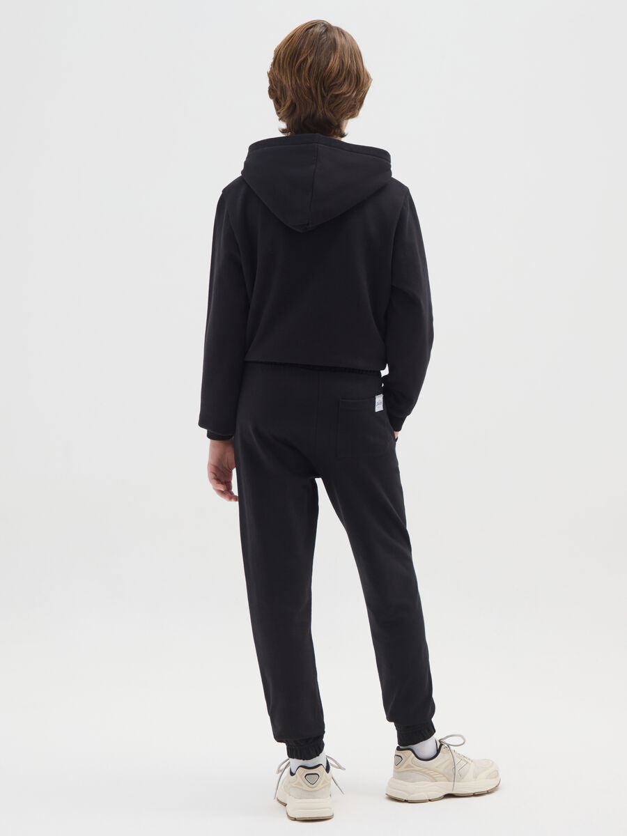 Black jogger trousers for boys in cotton and viscose_1