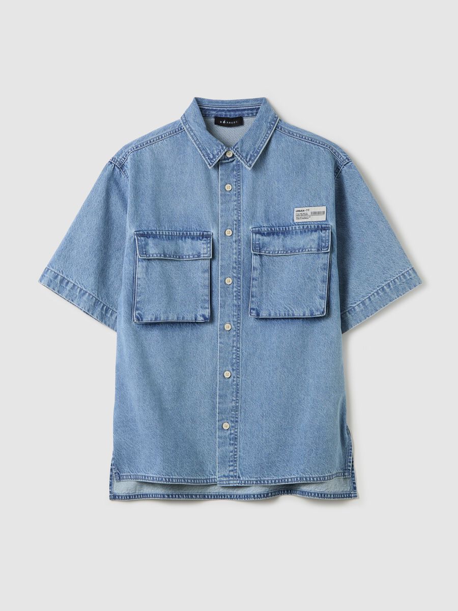 Short-sleeved denim shirt_4