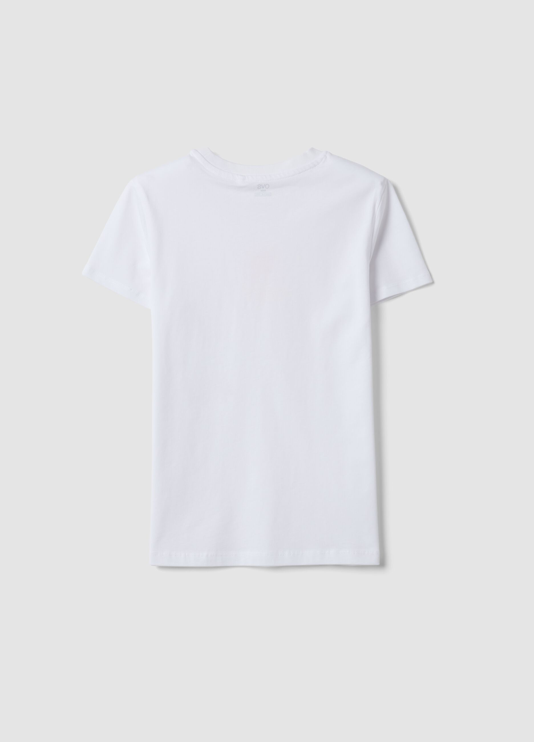 White pure cotton T-shirt with front print