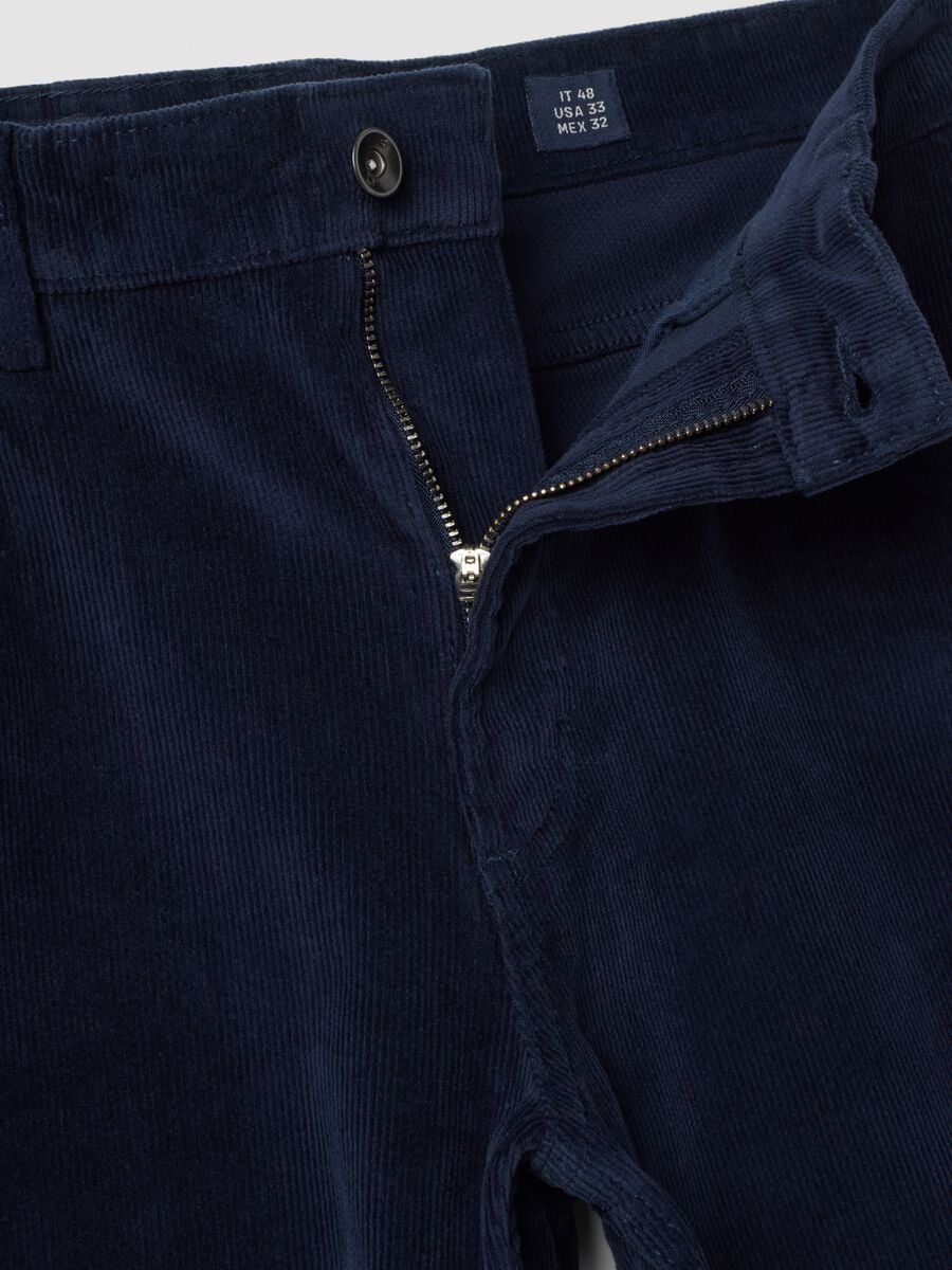 Blue regular-fit stretch cotton corduroy trousers_1