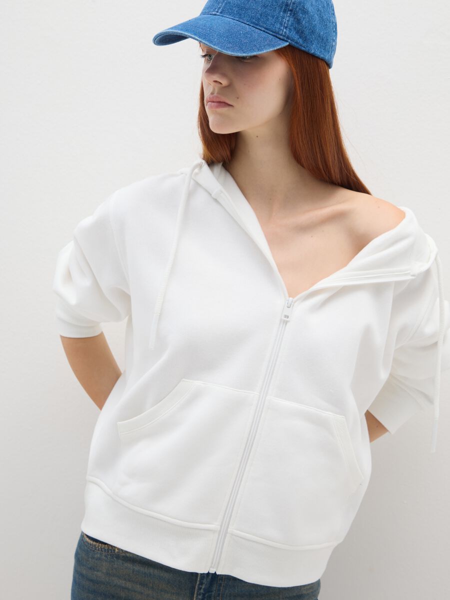 White Cotton Blend Oversize Sweatshirt_0