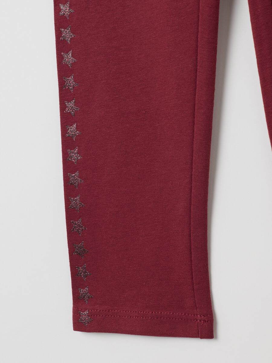 Leggings da bambina in cotone elasticizzato rossi_3