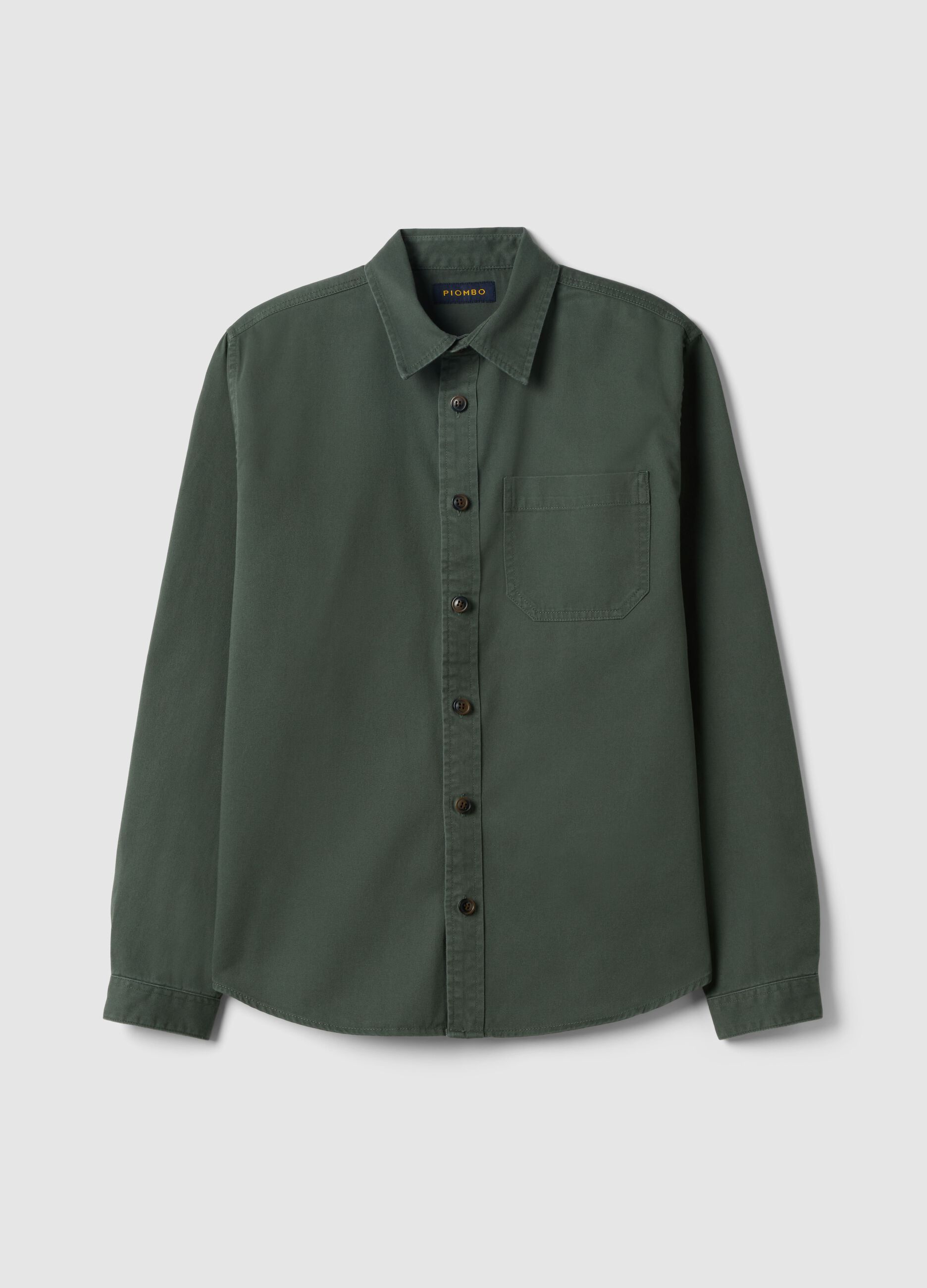 Regular fit green pure cotton shirt