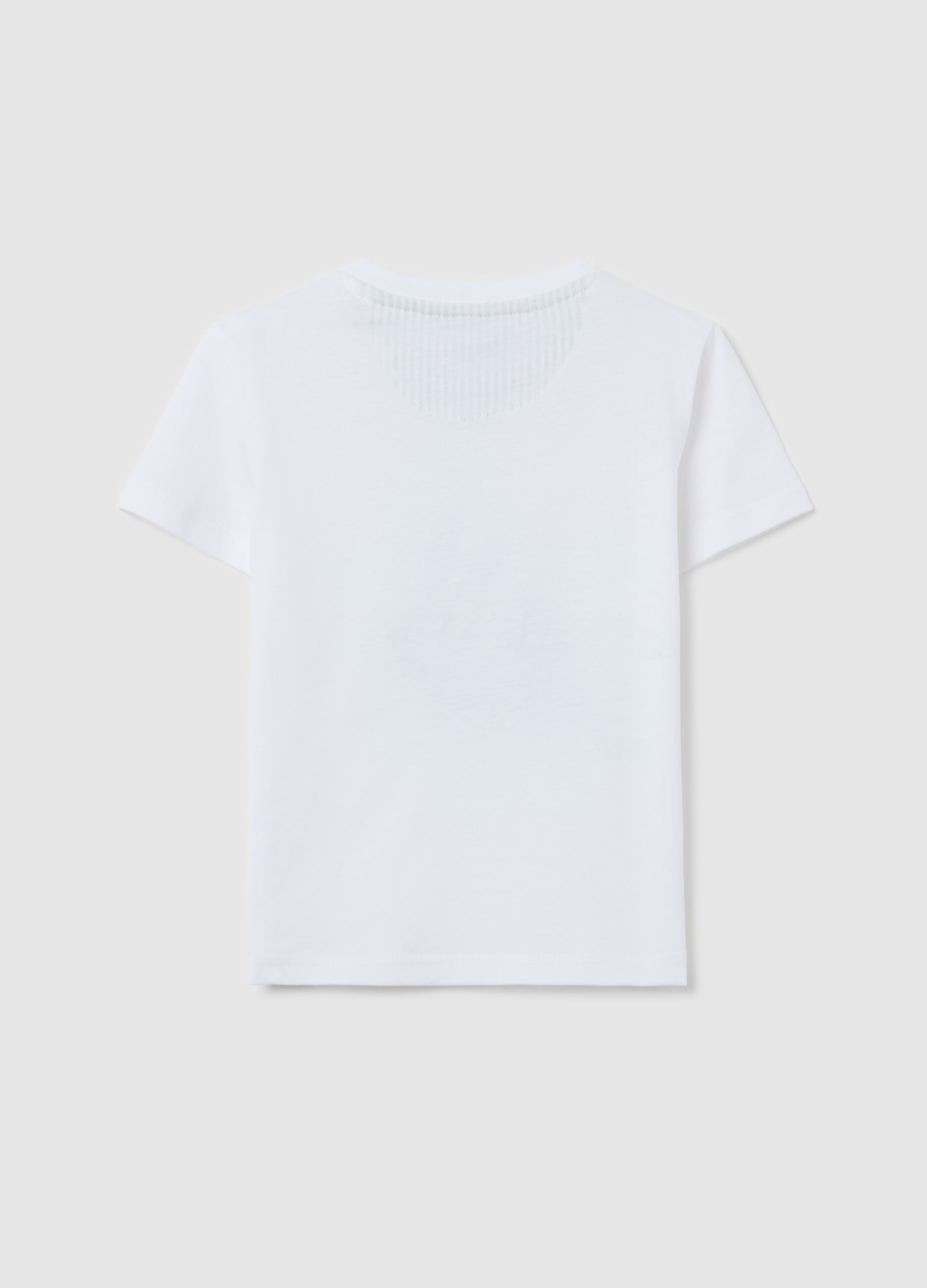 White cotton T-shirt with whale print