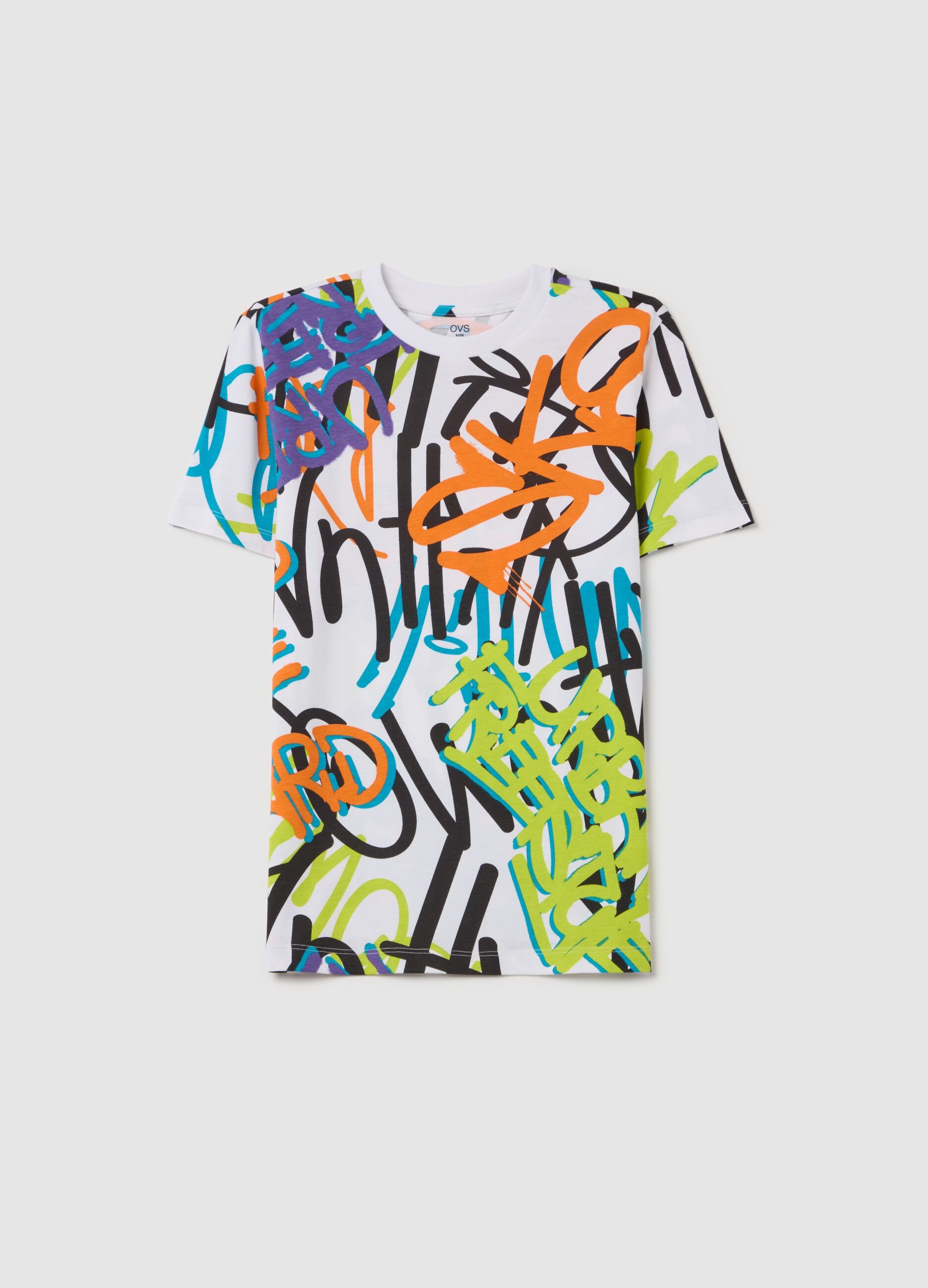 Cotton T-shirt with graffiti print
