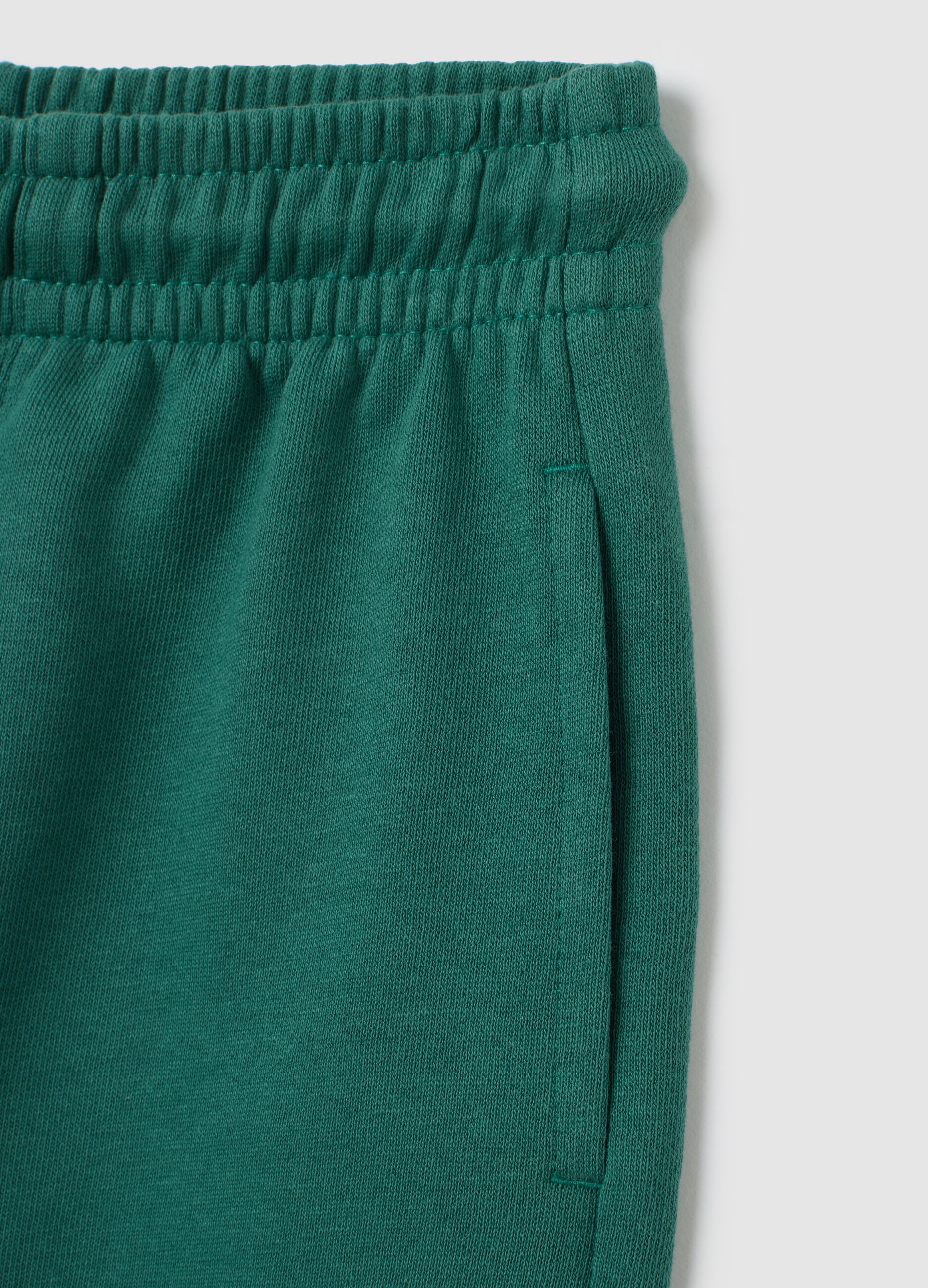 Jogger da bambino in puro cotone verde regular fit