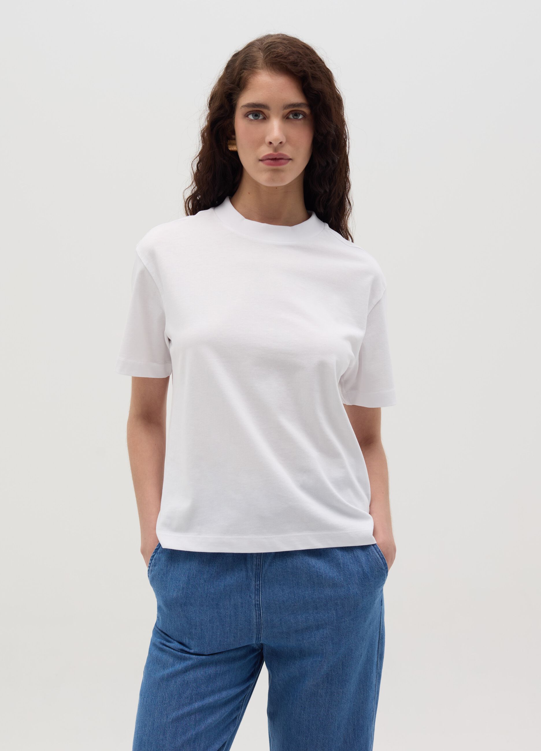 Solid colour cotton T-shirt