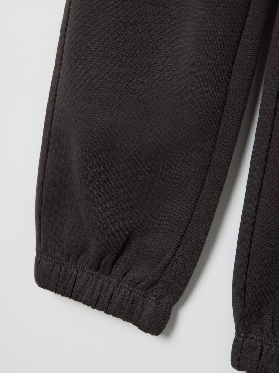 Jogger da bambino in puro cotone neri regular fit_3