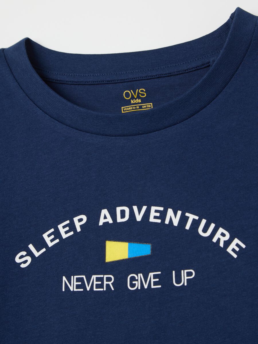 Blue Short Sleeve Pyjama for Boys in Pure Cotton_2