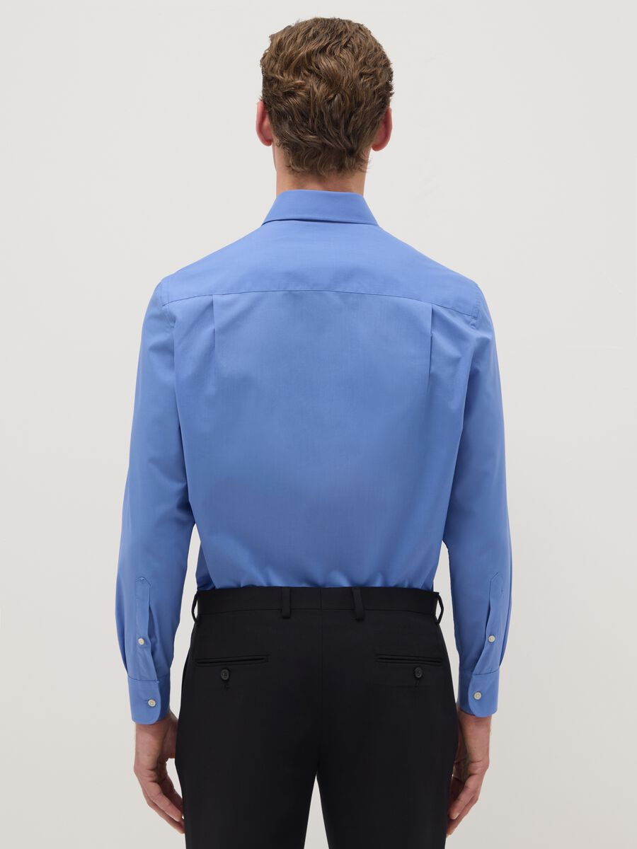 Regular Fit Easy Iron Blue Shirt with Button-Down Collar_2