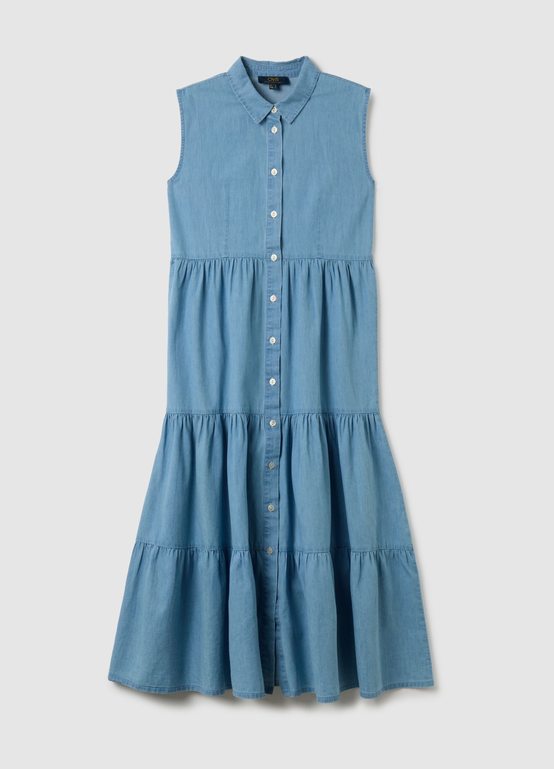 Abito lungo da donna in lyocell azzurro wide fit