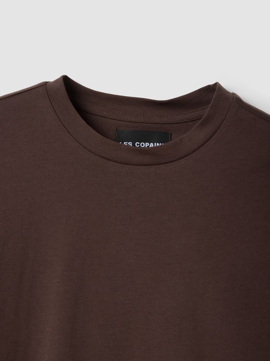 Brown pure cotton short-sleeve T-shirt_5