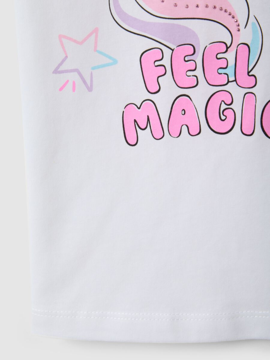 Girls' Regular Fit White Cotton T-shirt with Print_3