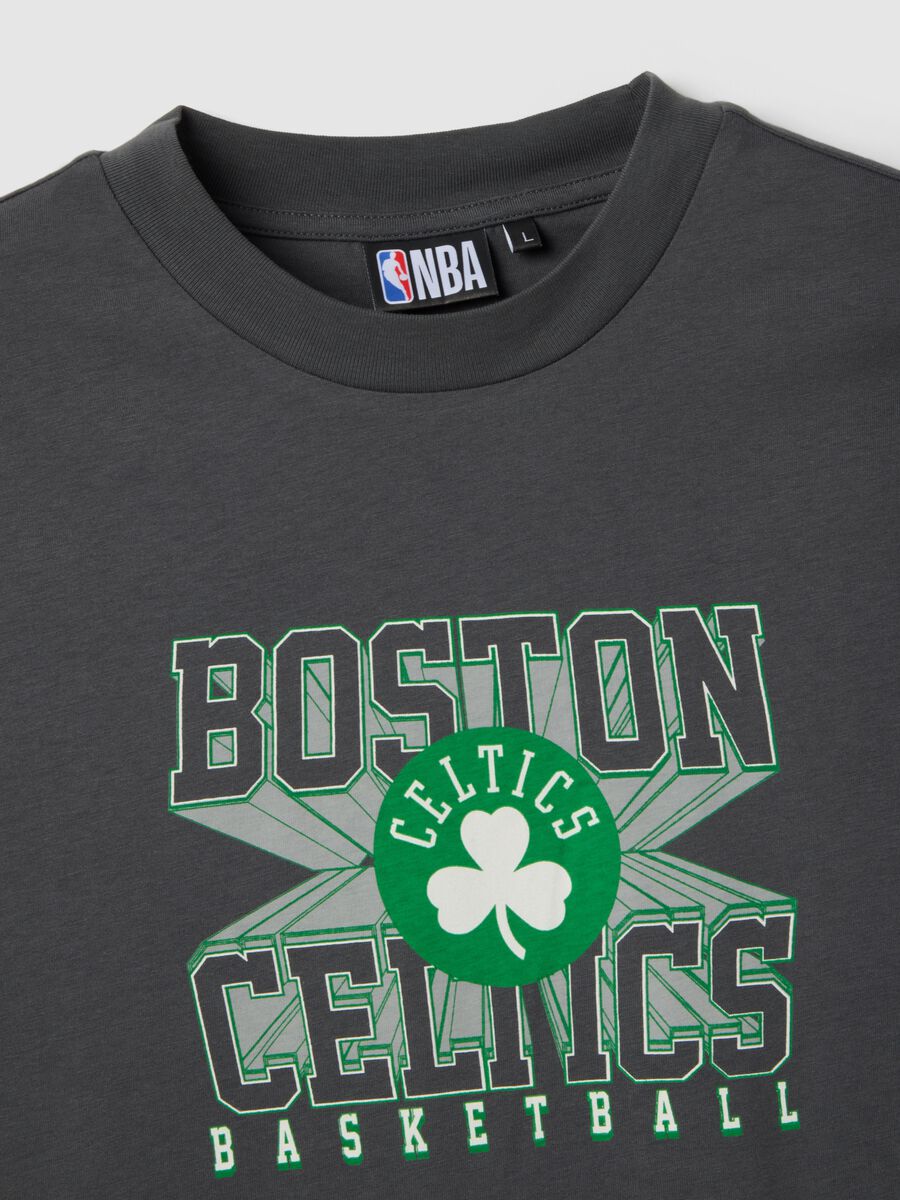 Grey pure cotton T-shirt regular fit with Boston Celtics print_5