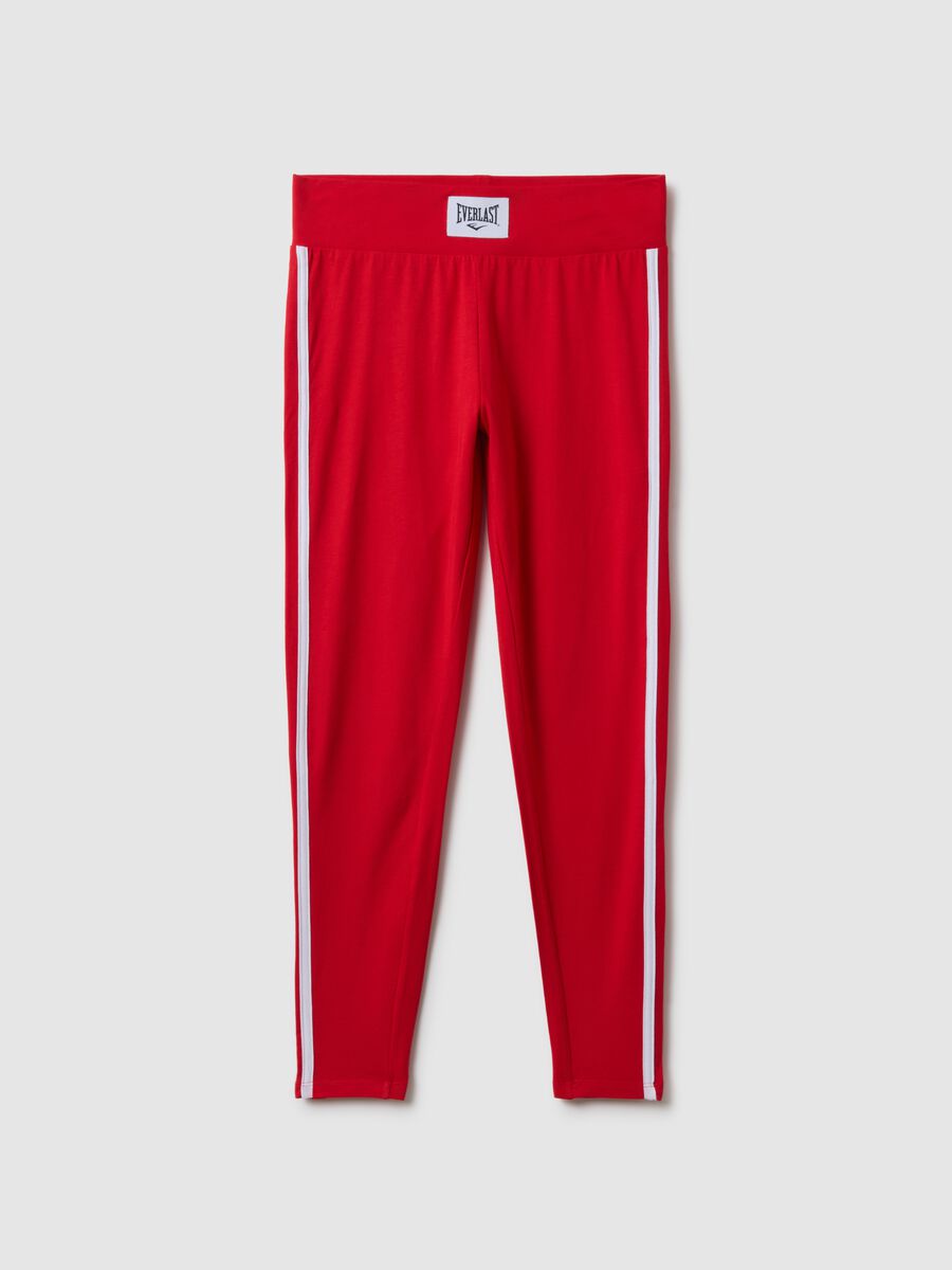 Slim Fit Red Stretch Cotton Leggings with Everlast Logo_4