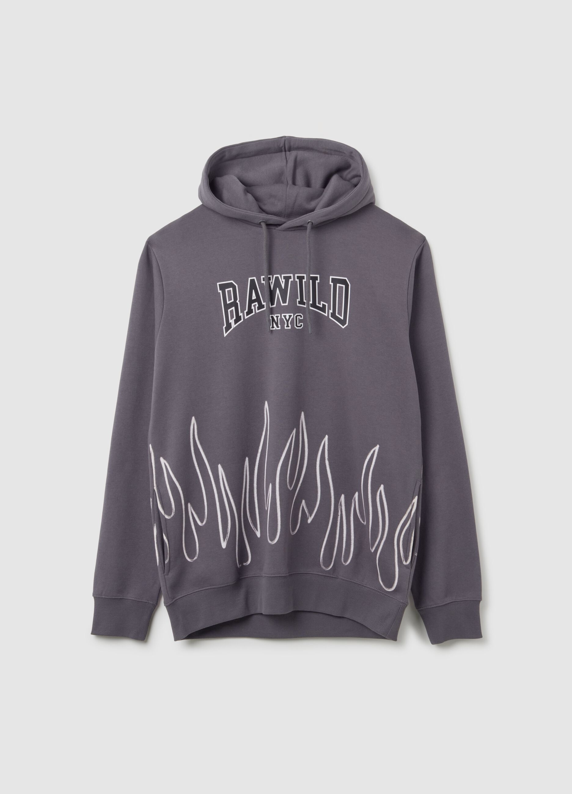 Grey Cotton Blend Hoodie