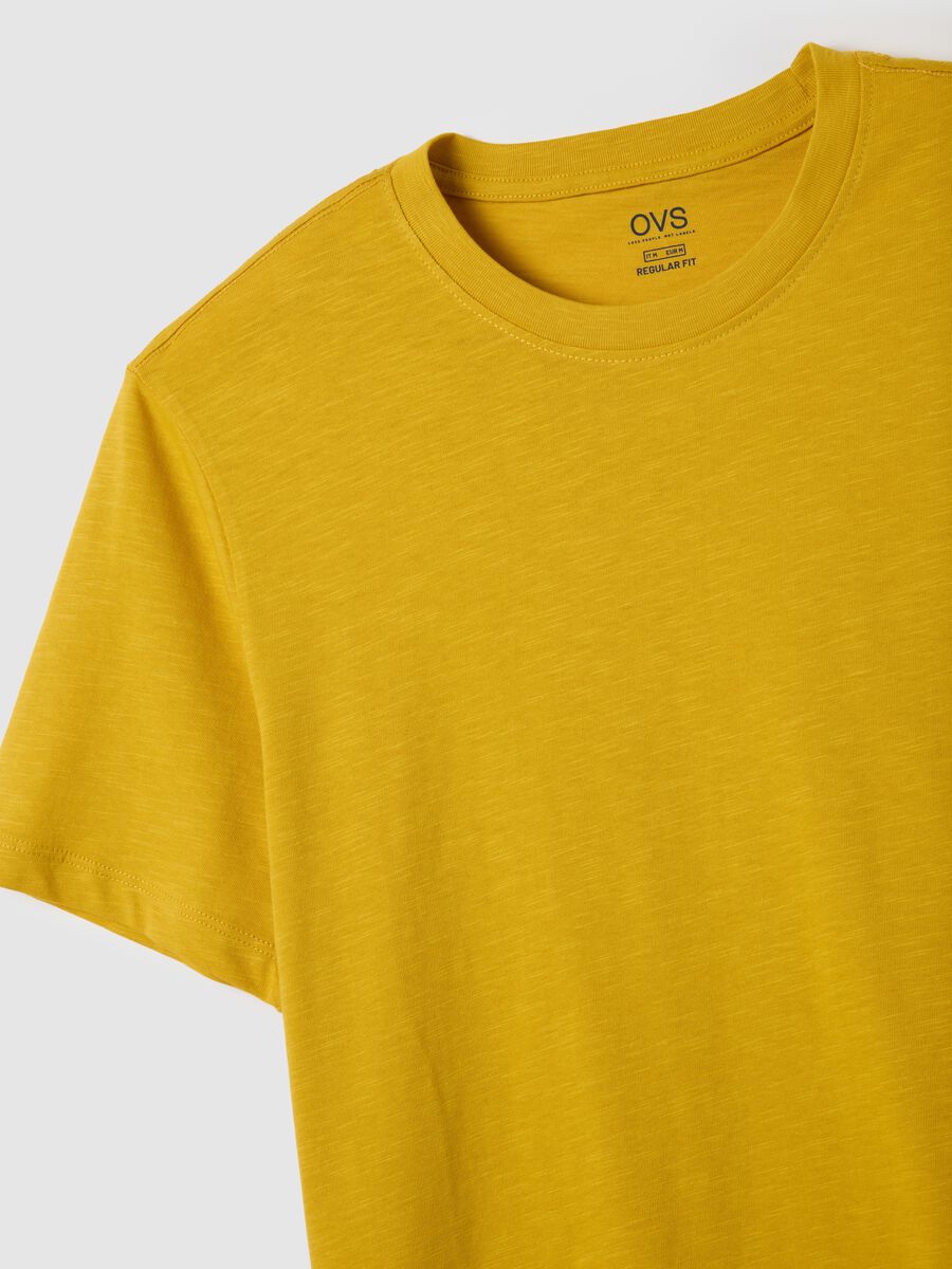 Men's Yellow Pure Cotton Regular Fit T-Shirt_1