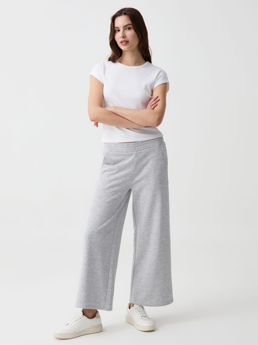 Essential wide-leg joggers in fleece_0