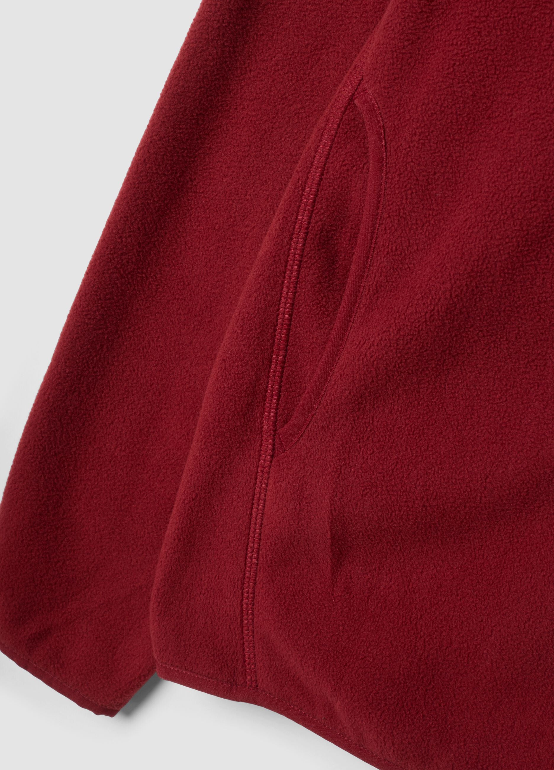 Red fleece zip-neck sweatshirt, regular fit