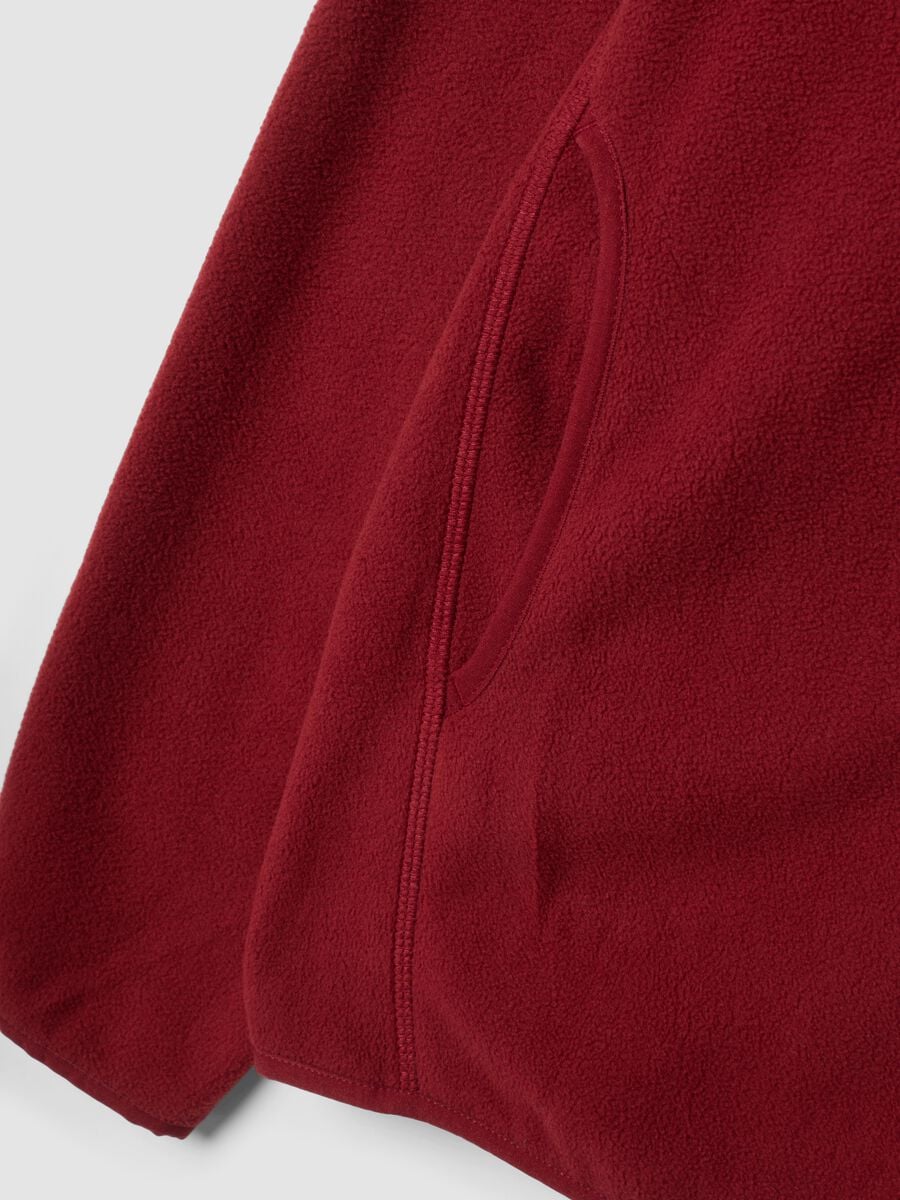 Red fleece zip-neck sweatshirt, regular fit_1