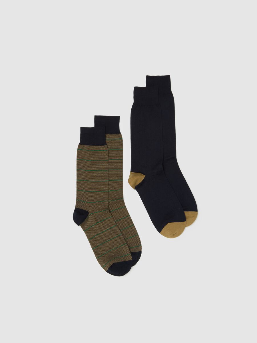 Multicoloured cotton blend socks twin pack_0