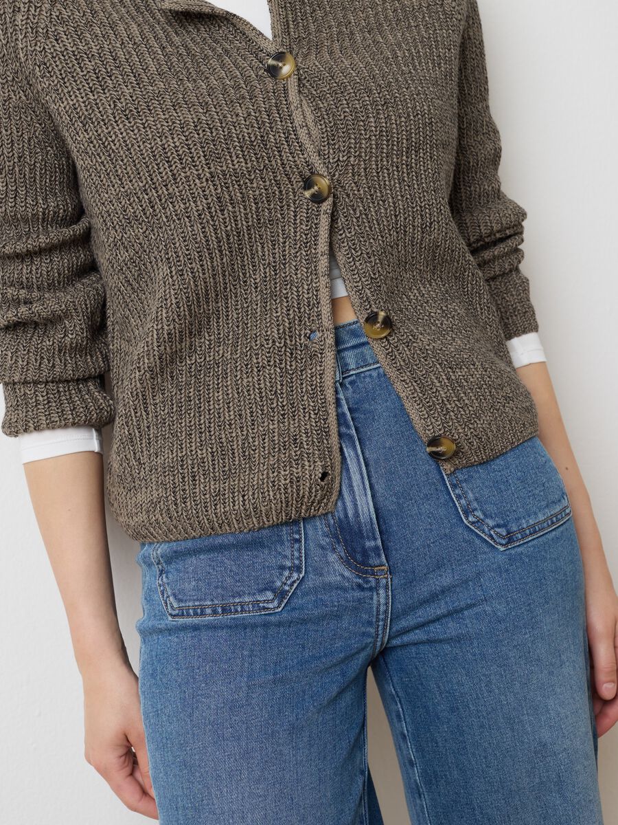 Cardigan in puro cotone marrone regular fit_3