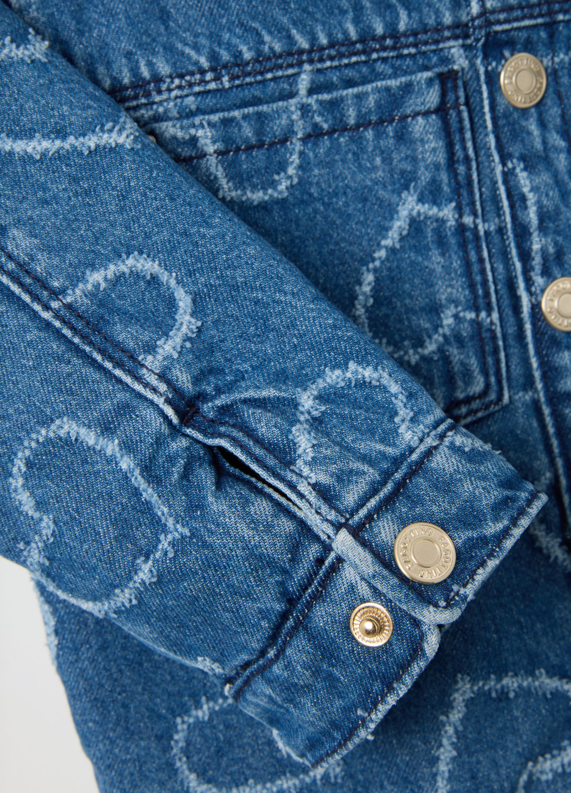 Girls' pure denim cotton jacket with hearts