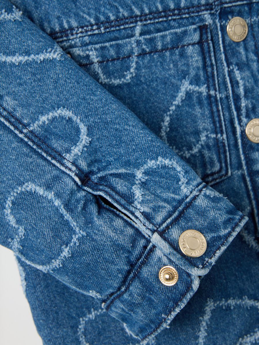 Girls' pure denim cotton jacket with hearts_3