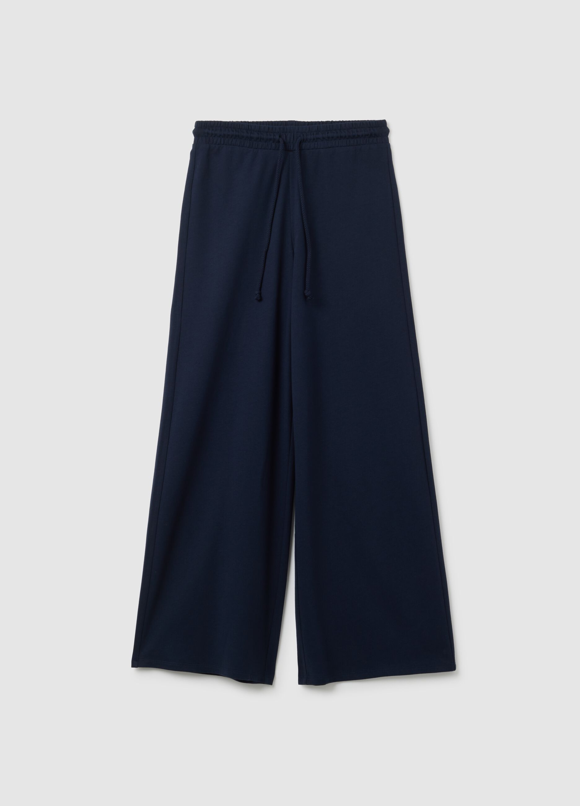 Blue pure cotton regular fit trousers