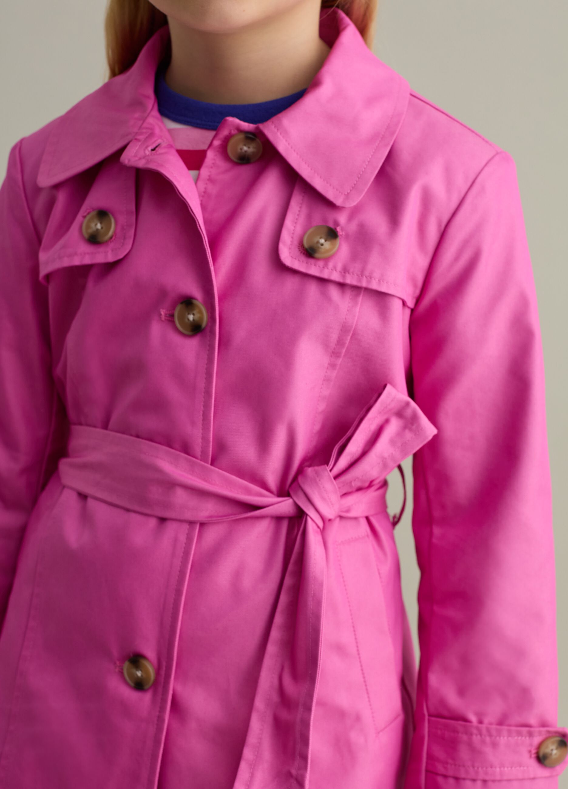Single-breasted trench coat with belt