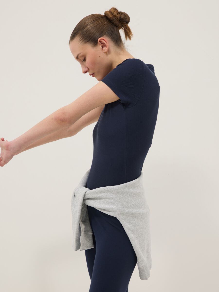 Blue fitted short-sleeve stretch-cotton T-shirt_0